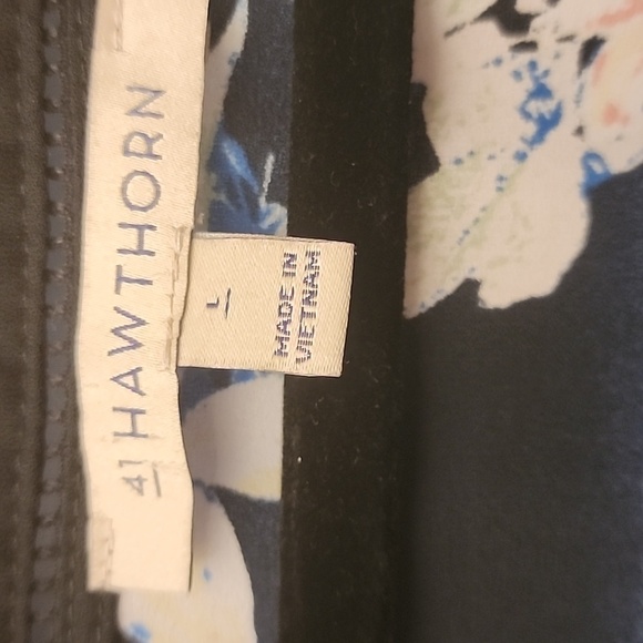 41 Hawthorn - Black, Cream, Green, 3/4 Sleeve Blouse, Size Large - Picture 2 of 9